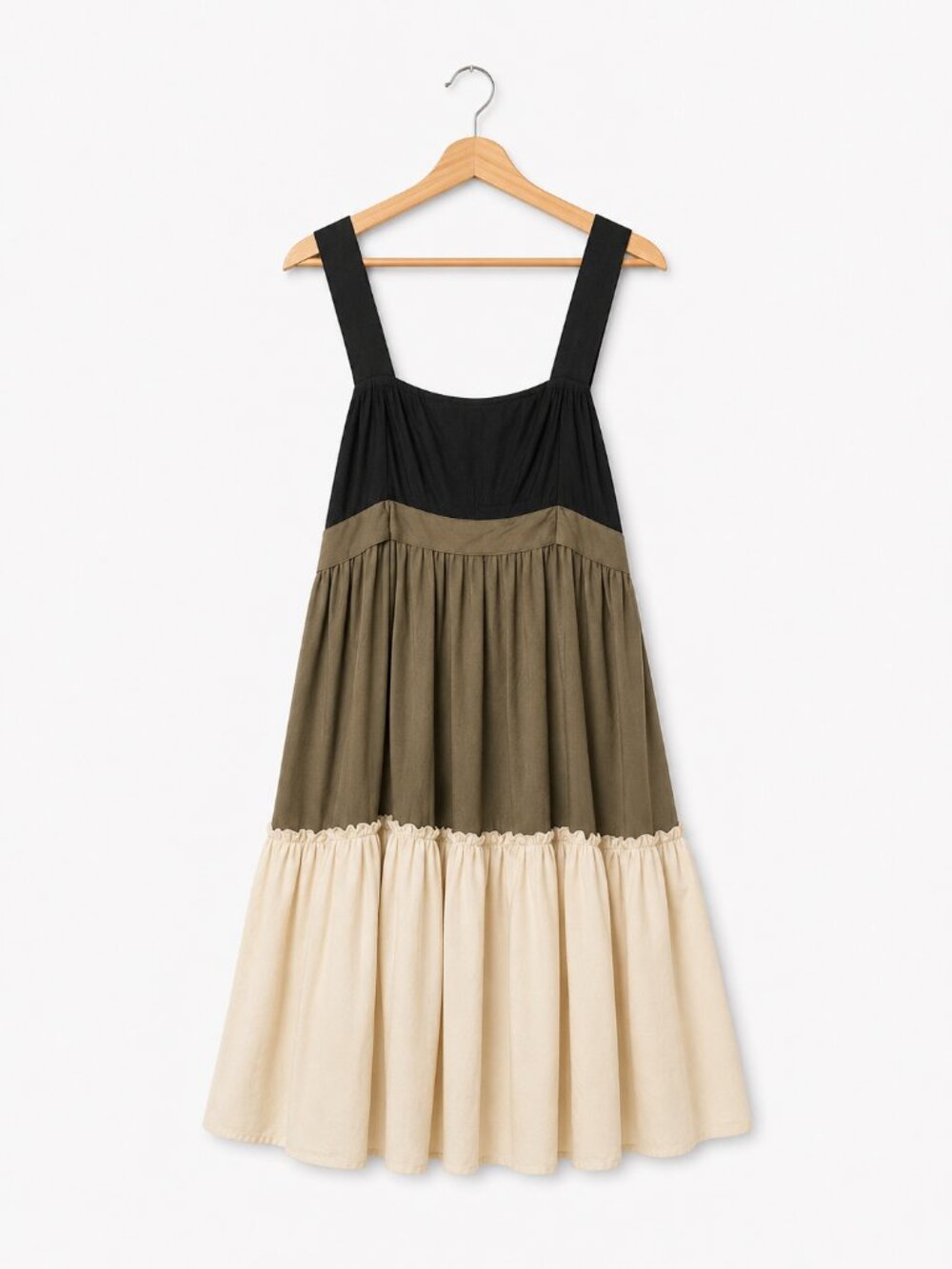Silk Colorblock Tiered Dress